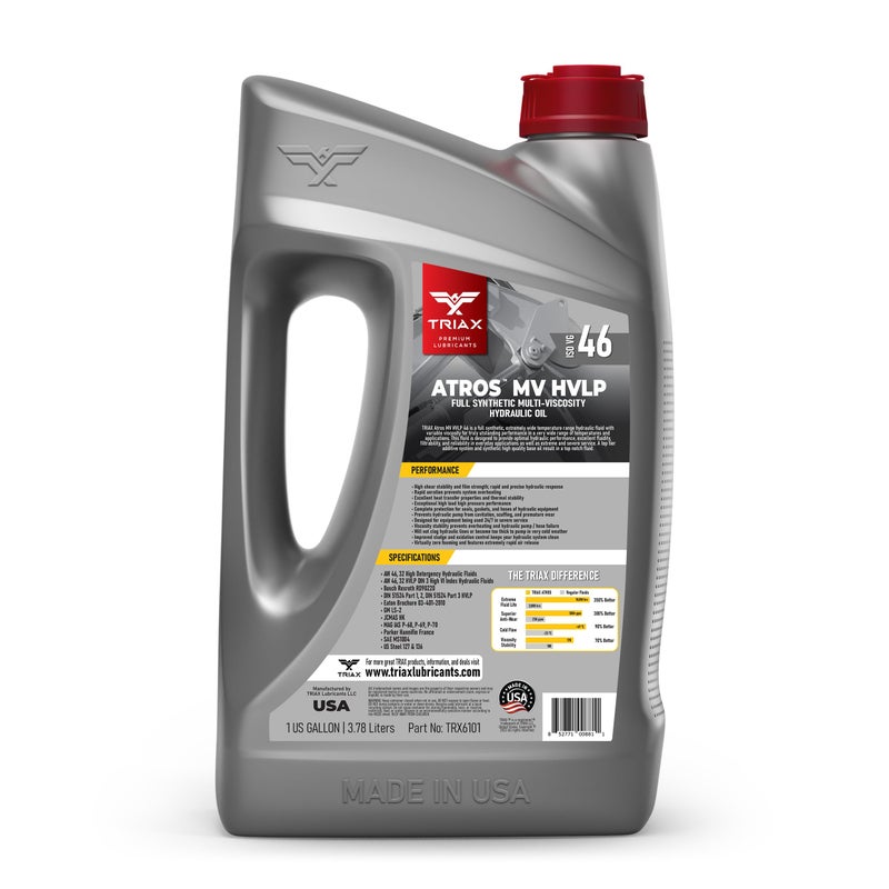 TRIAX Atros Multivis HVLP 46 Full Synthetic Hydraulic Oil, 300% Additive Anti-Wear Boost, 7,000-10,000 Hour Life, Arctic Grade -54 Cold Flow and High Temp Operations (1 Gallon) - Image 2